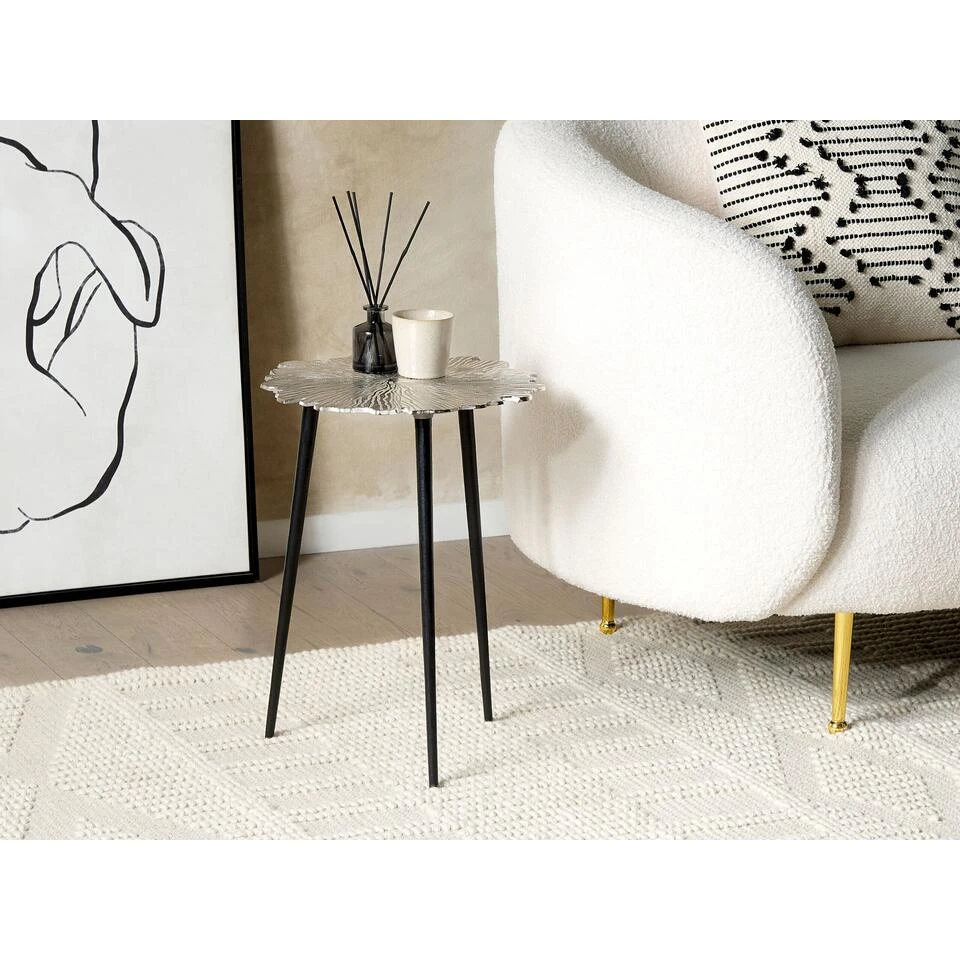 Beliani Bijzettafel PUHOI - Zilver Aluminium 4 Beliani Bijzettafel PUHOI - Zilver Aluminium - Afbeelding 2