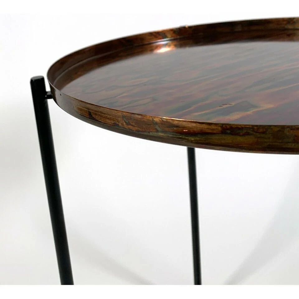 Lesli Living Bijzettafel - Rond - Zwart Met Koperkleurig - 35 Cm 4 Lesli Living Bijzettafel - Rond - Zwart Met Koperkleurig - 35 Cm - Afbeelding 2