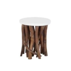 Beliani Bijzettafel HOUMA - Wit Mdf