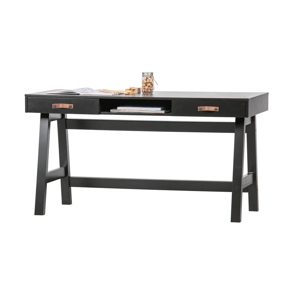 WOOOD Dian Bureau - Grenen - Zwart - 75x140x62 4 WOOOD Dian Bureau - Grenen - Zwart - 75x140x62 - Afbeelding 2