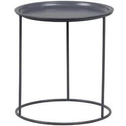 WOOOD Ivar Bijzettafel M - Metaal - Asphalt - 43x40x40
