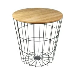 MISOU Bijzettafel Metaal Draadmand Plantentafeltje Voor Binnen Zwart