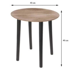 Merkloos Bijzettafel - Rond - Hout Look - Zwarte Poten - 40 Cm -VIDAXL Verkoopwinkel 1000041339 0101