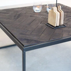 Salontafel Dulce Teakhout Visgraat Zwart Vierkant 80x80 Cm 80x80x40 Cm -VIDAXL Verkoopwinkel 1000041782 0102