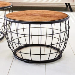 Industriële Salontafel Set Van 2 Massief Hout Mace 77x77x37 Cm Mangohout -VIDAXL Verkoopwinkel 1000041783 0103