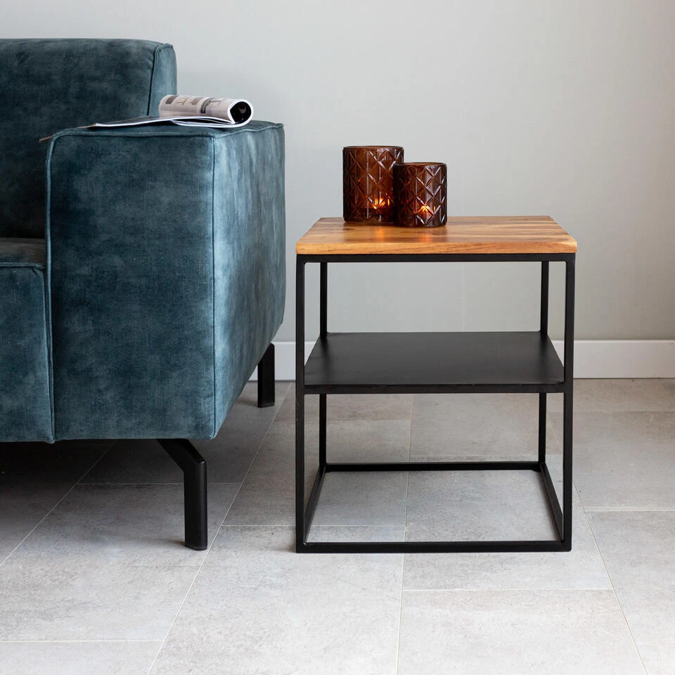 Industrieel Nachtkastje Rafael 40x40 Cm Mangohout 40x40x45 Cm Mangohout 4 Industrieel Nachtkastje Rafael 40x40 Cm Mangohout 40x40x45 Cm Mangohout - Afbeelding 2