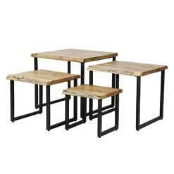 Hoyz - Salontafel Edge - Set Van 4 - Acacia Hout - Bruin 9 Hoyz - Salontafel Edge - Set Van 4 - Acacia Hout - Bruin -VIDAXL Verkoopwinkel 1000042665 0103