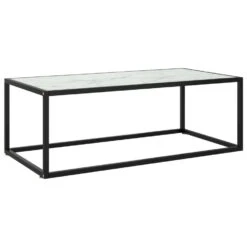 VidaXL Salontafel Met Wit Marmerglas 100x50x35 Cm Zwart
