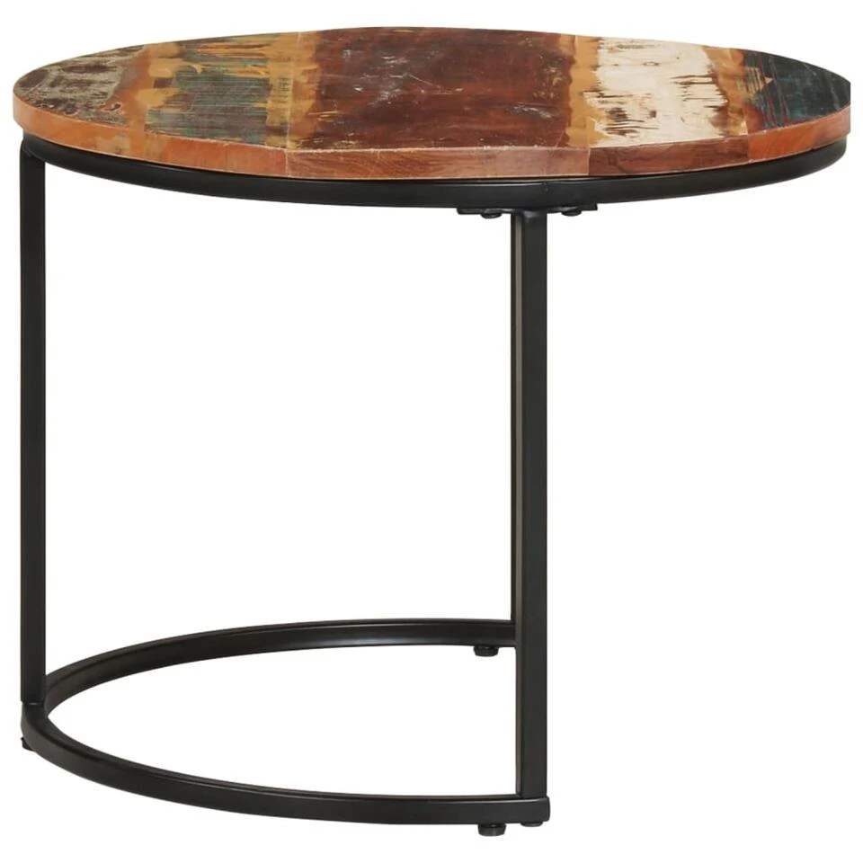 VidaXL 3-delige Tafeltjesset Massief Gerecycled Hout 4 VidaXL 3-delige Tafeltjesset Massief Gerecycled Hout - Afbeelding 2