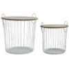 Items Bijzettafel - 2 Stuks - Manden - Metaal En MDF - Wit -VIDAXL Verkoopwinkel 1000053323