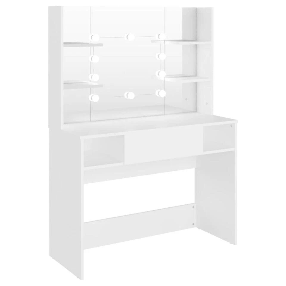 VidaXL Kaptafel Met LED-verlichting 100x40x135 Cm MDF Wit 3 VidaXL Kaptafel Met LED-verlichting 100x40x135 Cm MDF Wit