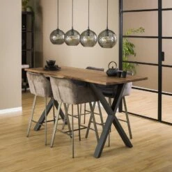 Hoyz - Bartafel Daytona - Massief Saja Notenhout - Naturel - X-frame - 180x80x92 -VIDAXL Verkoopwinkel 1000059807 0102