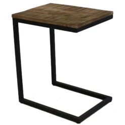 Industriële Laptoptafel Bavaro Laag - 40x30,50x48 Cm - Mangohout - Bruin