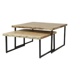 Industriële Salontafel Set Van 2 Addy Acaciahout - 80x80x45 Cm - Hout - Bruin 7 Industriële Salontafel Set Van 2 Addy Acaciahout - 80x80x45 Cm - Hout - Bruin -VIDAXL Verkoopwinkel 1000061327 0102