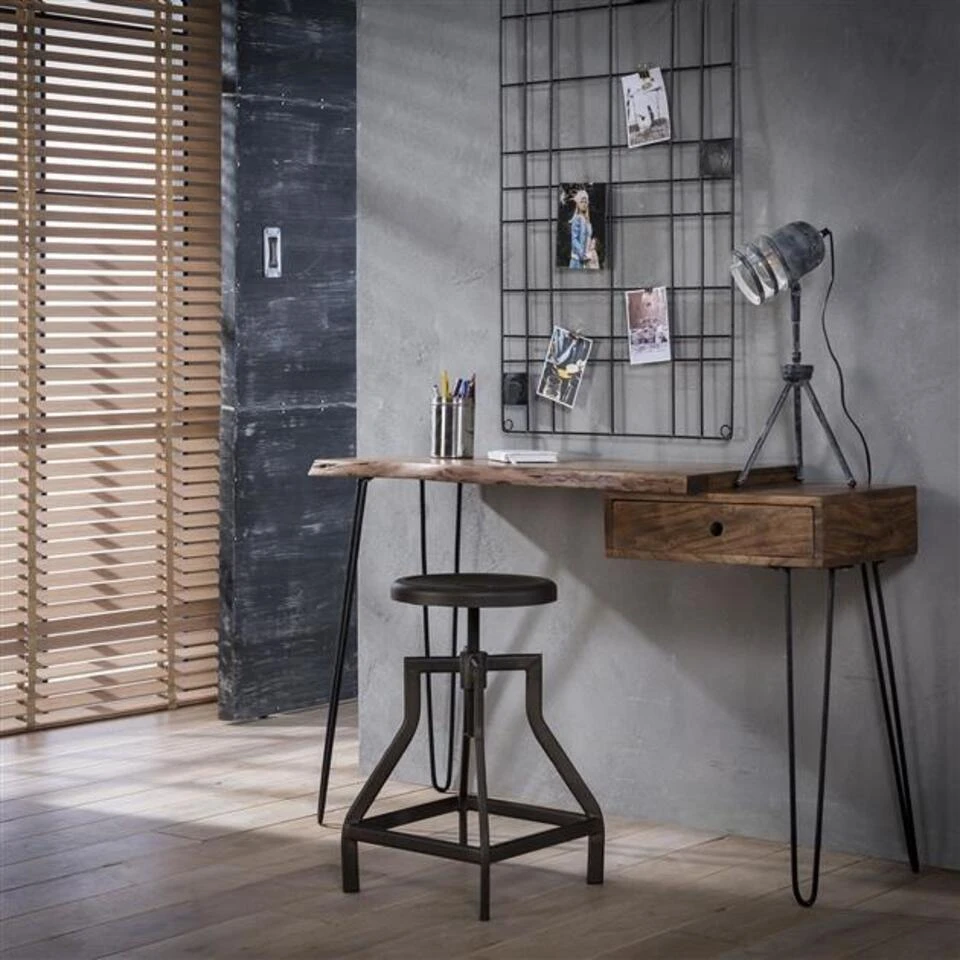 Industriële Sidetable Aberdeen Hout En Metaal - 37x120x76 Cm - Hout - Bruin 4 Industriële Sidetable Aberdeen Hout En Metaal - 37x120x76 Cm - Hout - Bruin - Afbeelding 2