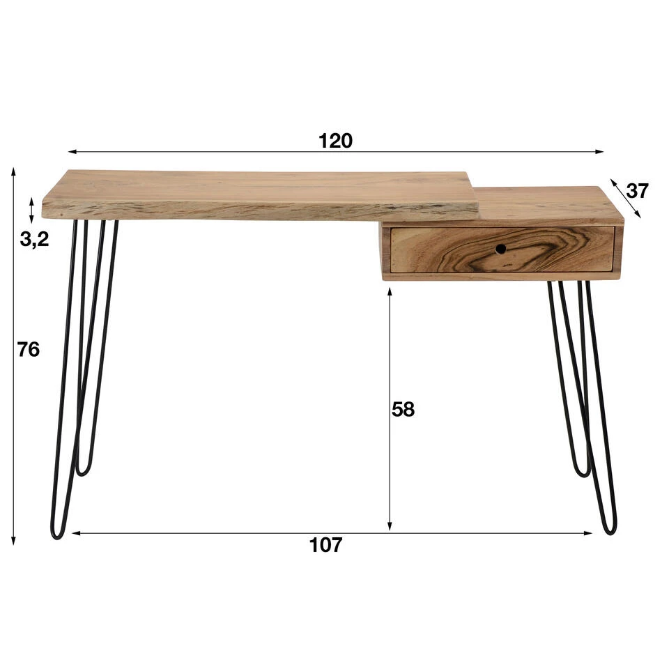 Industriële Sidetable Aberdeen Hout En Metaal - 37x120x76 Cm - Hout - Bruin 6 Industriële Sidetable Aberdeen Hout En Metaal - 37x120x76 Cm - Hout - Bruin - Afbeelding 4