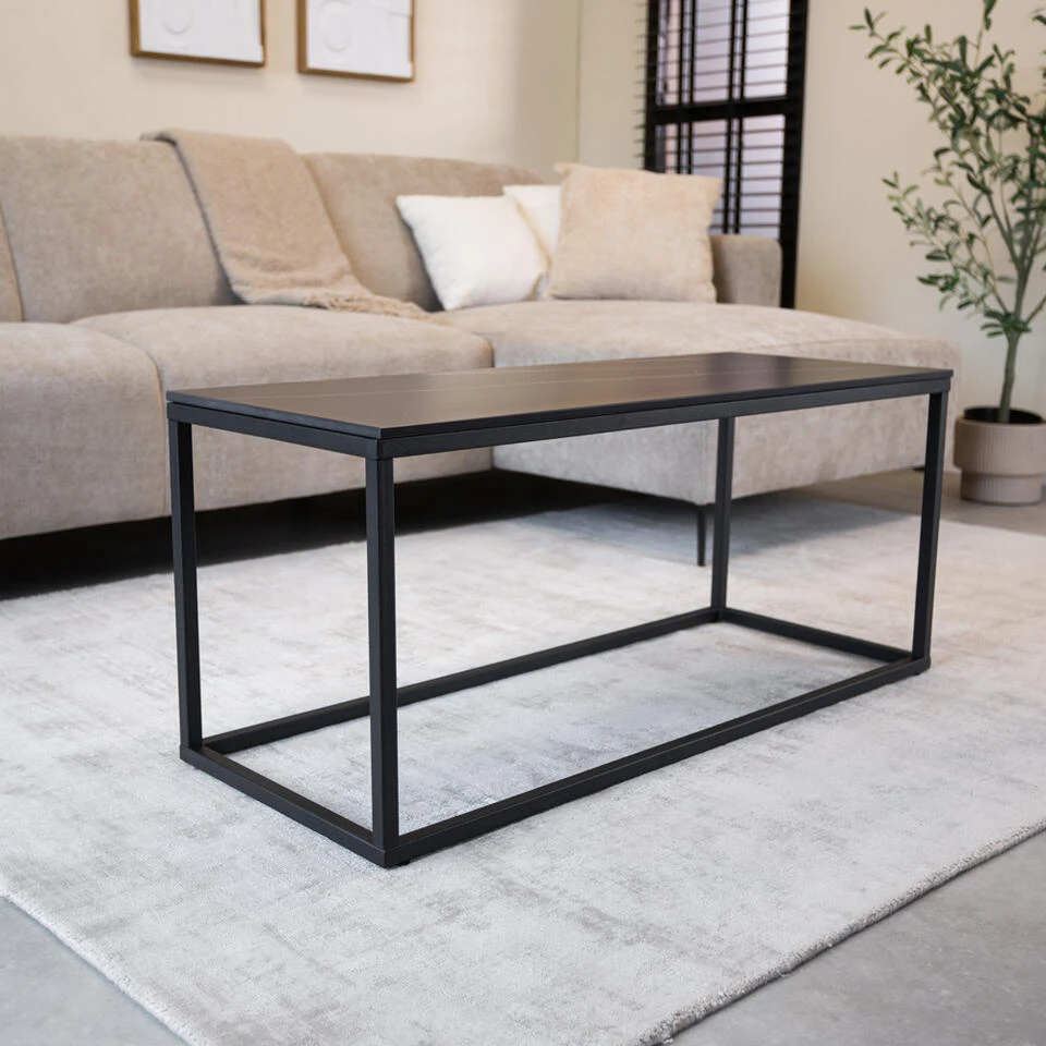 Salontafel Fien Marmer Zwart Rechthoekig 40x100 Cm 40x100x44 Cm Stoneware 5 Salontafel Fien Marmer Zwart Rechthoekig 40x100 Cm 40x100x44 Cm Stoneware - Afbeelding 3