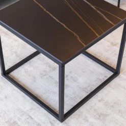 Salontafel Fien Marmer Zwart Vierkant 50x50 Cm - 50x50x44 Cm - Stoneware - Zwart -VIDAXL Verkoopwinkel 1000066876 0103