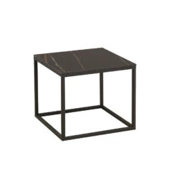 Salontafel Fien Marmer Zwart Vierkant 50x50 Cm - 50x50x44 Cm - Stoneware - Zwart