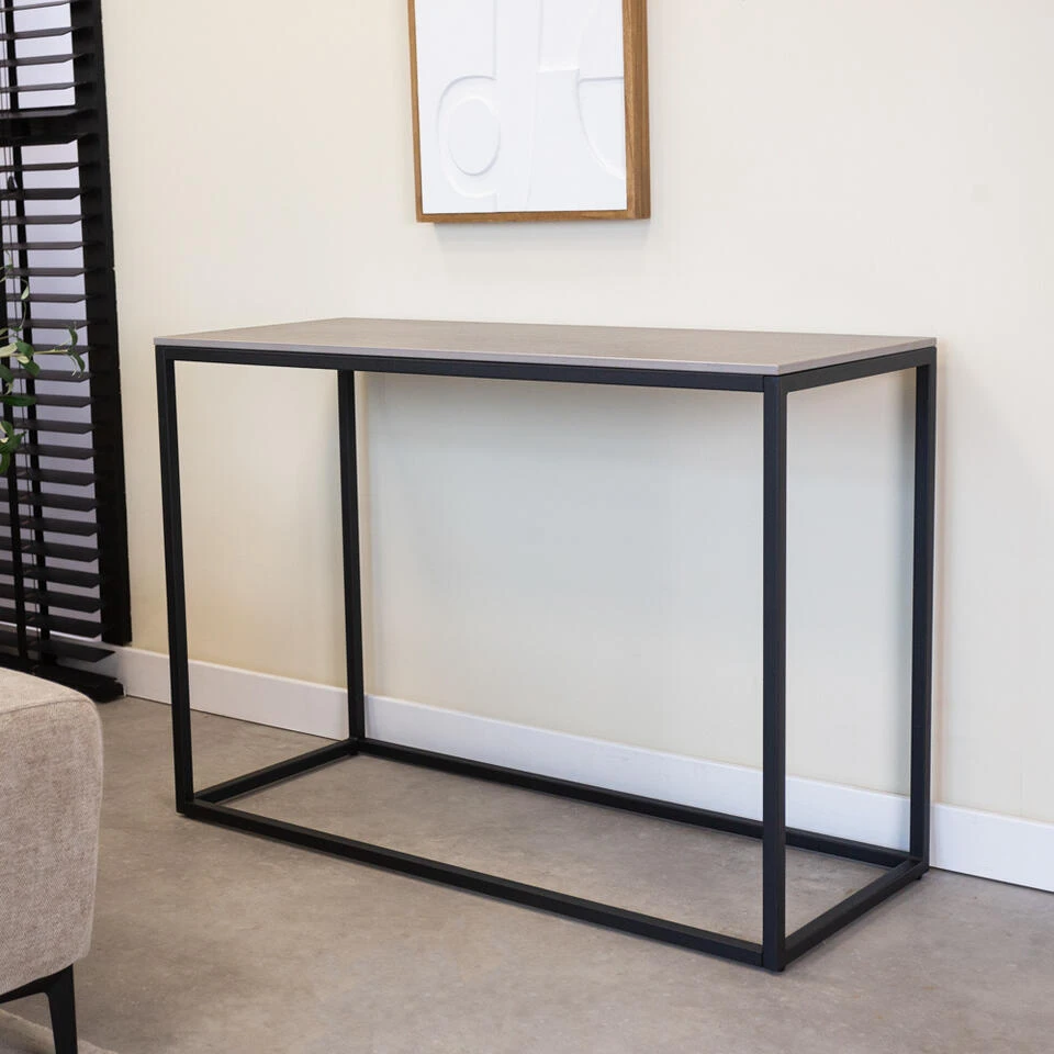 Sidetable Fien Marmer Grijs 40x100 Cm - 40x100x70 Cm - Stoneware - Grijs 5 Sidetable Fien Marmer Grijs 40x100 Cm - 40x100x70 Cm - Stoneware - Grijs - Afbeelding 3