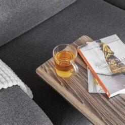 QUVIO Bijzettafel Op Wieltjes Met Opbergmandje - Metaal + Hout -VIDAXL Verkoopwinkel 1000071928 0101