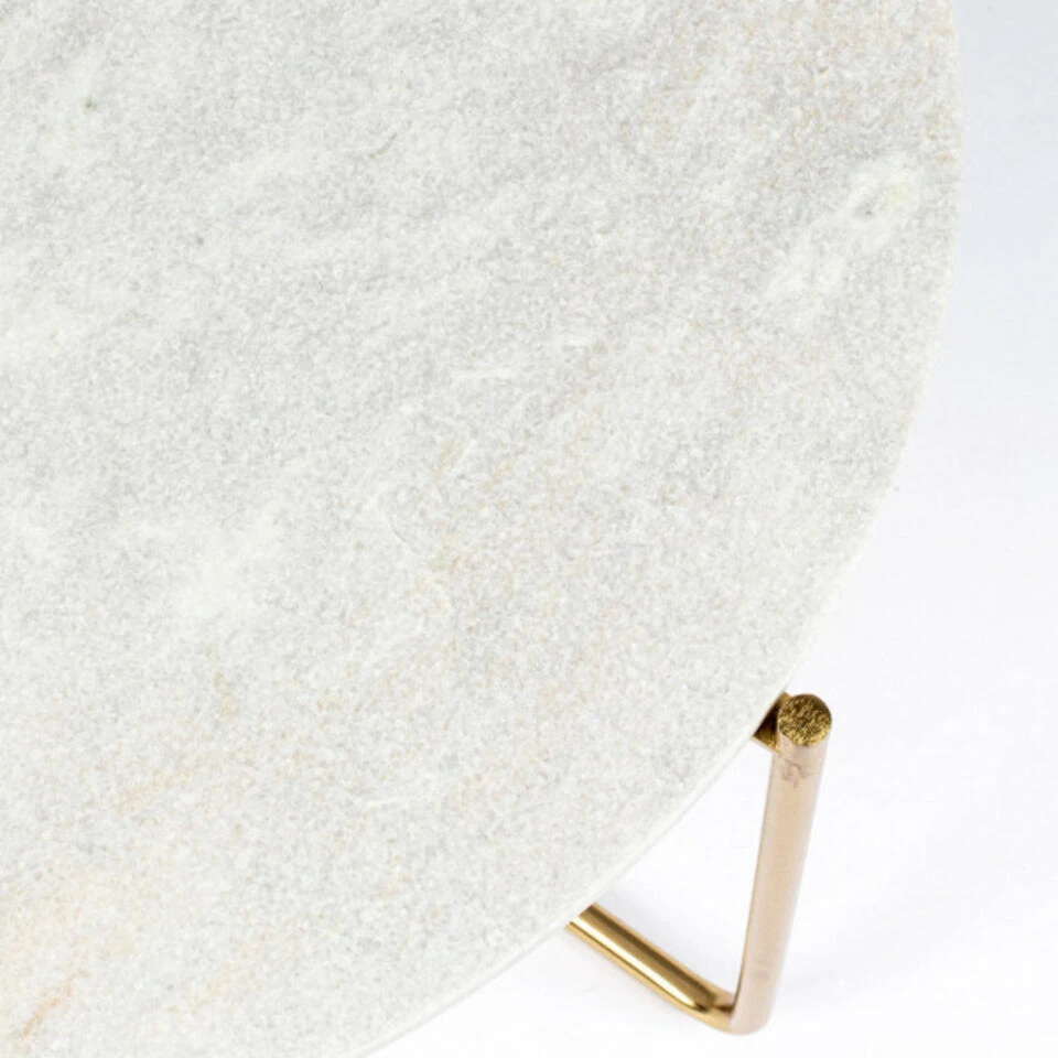 Giga Meubel Salontafel Wit Marmer 70cm - Gouden Onderstel - Tafel Timpa 6 Giga Meubel Salontafel Wit Marmer 70cm - Gouden Onderstel - Tafel Timpa - Afbeelding 4