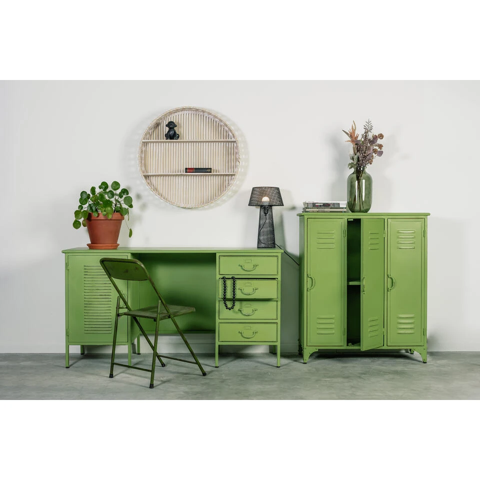 Rootsmann Locker Bureau Met Slot - Groen Metaal - Metaal 4 Rootsmann Locker Bureau Met Slot - Groen Metaal - Metaal - Afbeelding 2