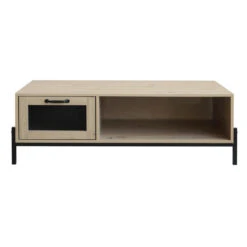 QUVIO Salontafel Met Deurtje En Open Lade - QUV1018 - Walnut Light Brown 8 QUVIO Salontafel Met Deurtje En Open Lade - QUV1018 - Walnut Light Brown -VIDAXL Verkoopwinkel 1000074691 0102