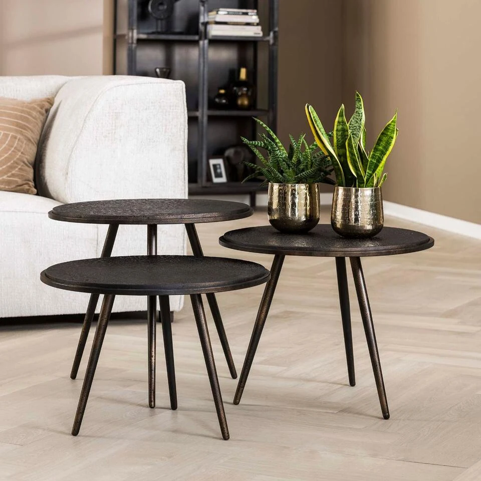 Roos Salontafel - Rond - Metaal - Grijs 4 Roos Salontafel - Rond - Metaal - Grijs - Afbeelding 2