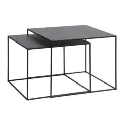 Giga Meubel Salontafel Zwart - Set Van 2 - Metaal - Tafel Pebble
