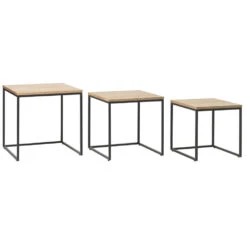 Giga Meubel Salontafel Naturel - Set Van 3 - Eikenhout - Tafel Rivoli -VIDAXL Verkoopwinkel 1000081338 0103