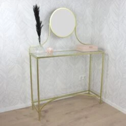 Orange85 Make Up Tafel Goud Met Spiegel Kaptafel Glas -VIDAXL Verkoopwinkel 1000085002 0110