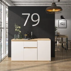 Diagone Draaibaar Bureau Gibril - Kast En Bureau In 1 - Wit/Eikenkleur -VIDAXL Verkoopwinkel 1000087351 0103