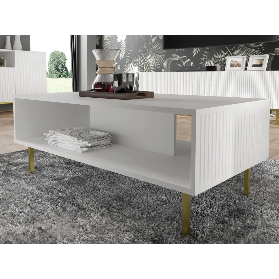 Salontafel Ravenna B Foil MDF 45x90x60 Wit/Goud 4 Salontafel Ravenna B Foil MDF 45x90x60 Wit/Goud - Afbeelding 2