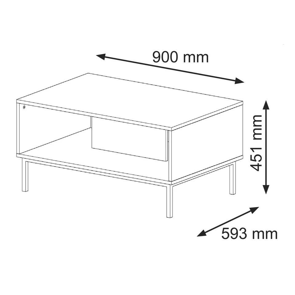 Salontafel Ravenna B Foil MDF 45x90x60 Wit/Goud 6 Salontafel Ravenna B Foil MDF 45x90x60 Wit/Goud - Afbeelding 4