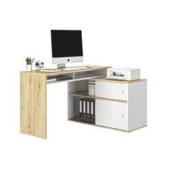 Diagone Bureau Modula - 6 Posities - 2 Schuifdeuren - Wit/eikenkleur 9 Diagone Bureau Modula - 6 Posities - 2 Schuifdeuren - Wit/eikenkleur -VIDAXL Verkoopwinkel 1000089268 0105