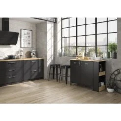 Diagone Draaibare Bar Manchester - Zwart/eikenlook -VIDAXL Verkoopwinkel 1000089275 0103