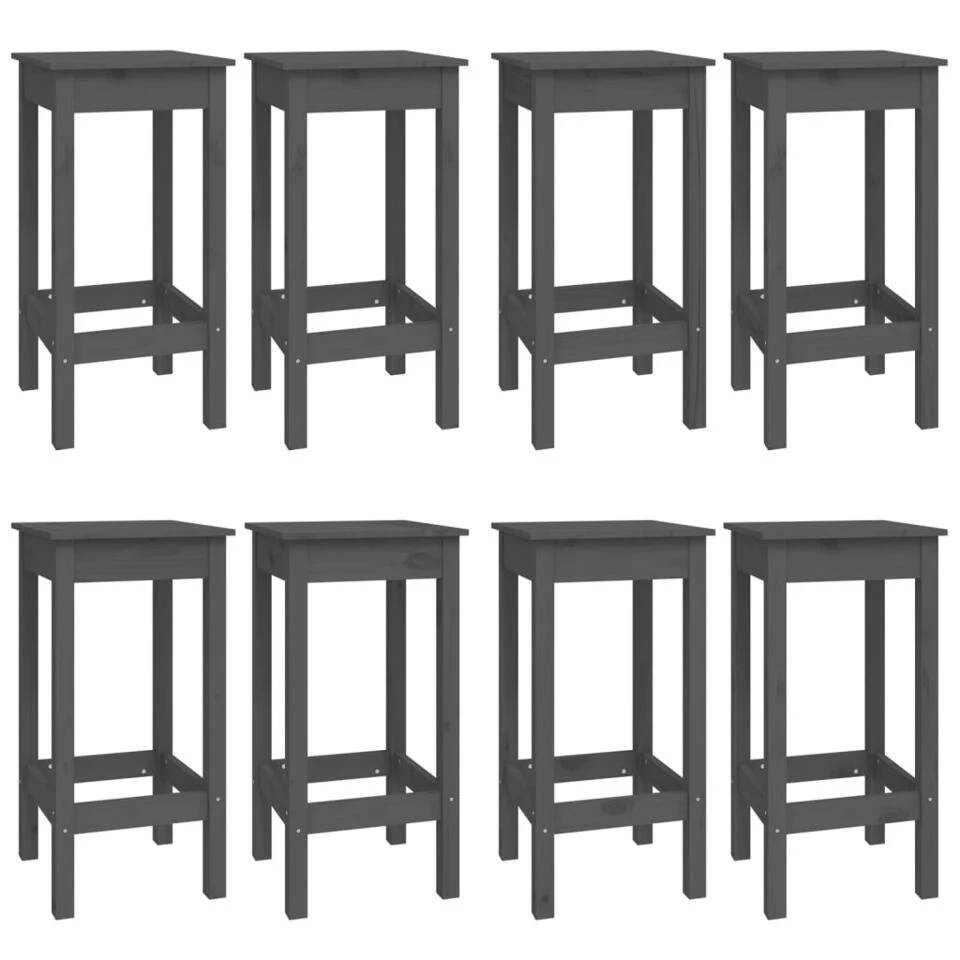 VidaXL 9-delige Barset Massief Grenenhout Grijs 5 VidaXL 9-delige Barset Massief Grenenhout Grijs - Afbeelding 3