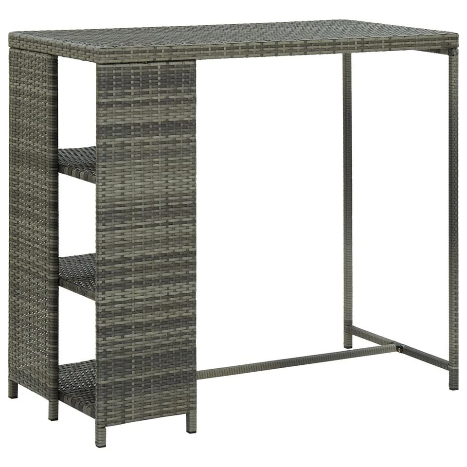 VidaXL Bartafel Met Opbergrek 120x60x110 Cm Poly Rattan Grijs 3 VidaXL Bartafel Met Opbergrek 120x60x110 Cm Poly Rattan Grijs