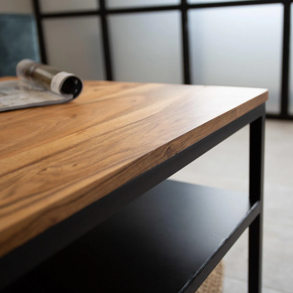 Industriële Vierkante Salontafel Rafael 60x60 Cm 60x60x45 Cm Mangohout 4 Industriële Vierkante Salontafel Rafael 60x60 Cm 60x60x45 Cm Mangohout - Afbeelding 2