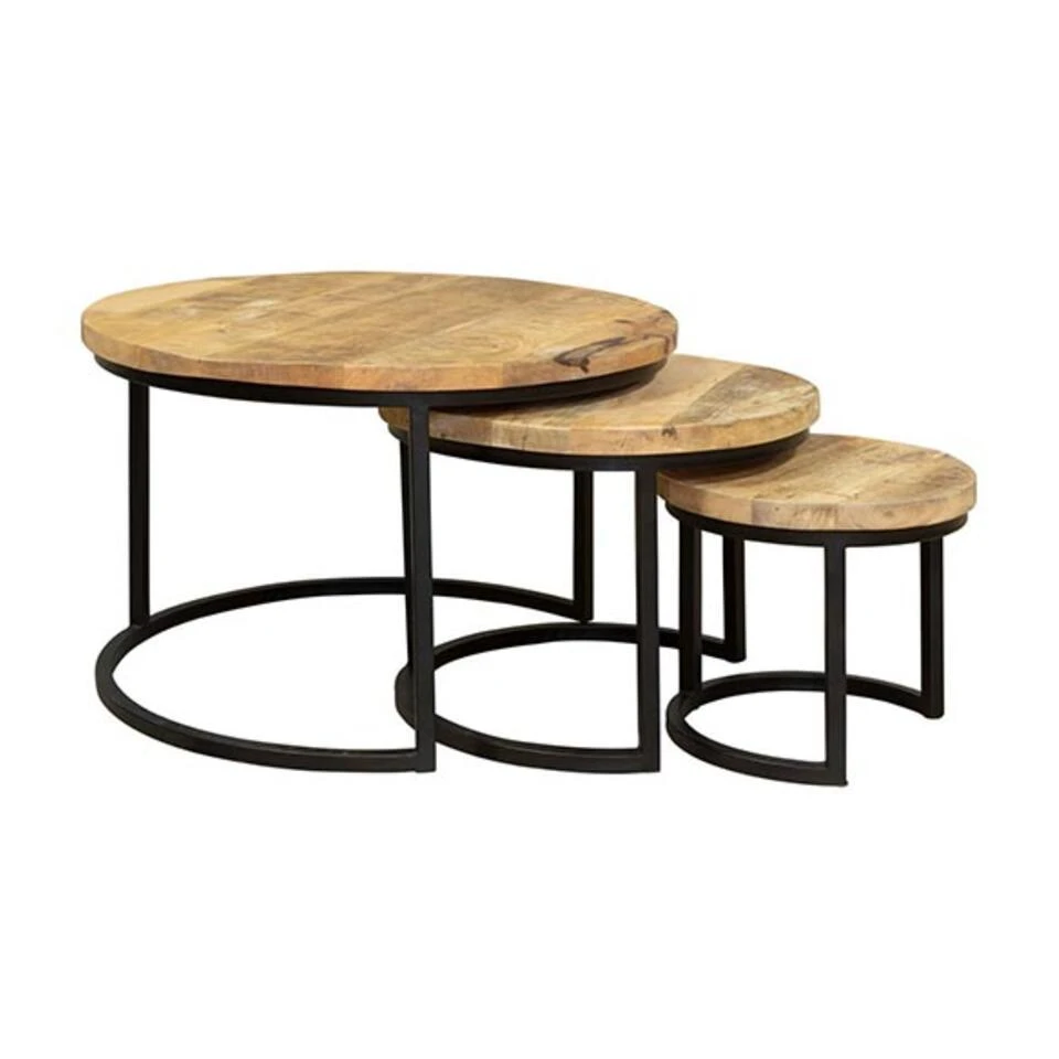 Furndea Morada Salontafel Industrieel Rond - Set Van 3 3 Furndea Morada Salontafel Industrieel Rond - Set Van 3