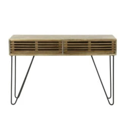 Sidetable Hans Mangohout 2 Lades - 30x120x77 Cm - Mangohout - Bruin -VIDAXL Verkoopwinkel 1000097133 0103