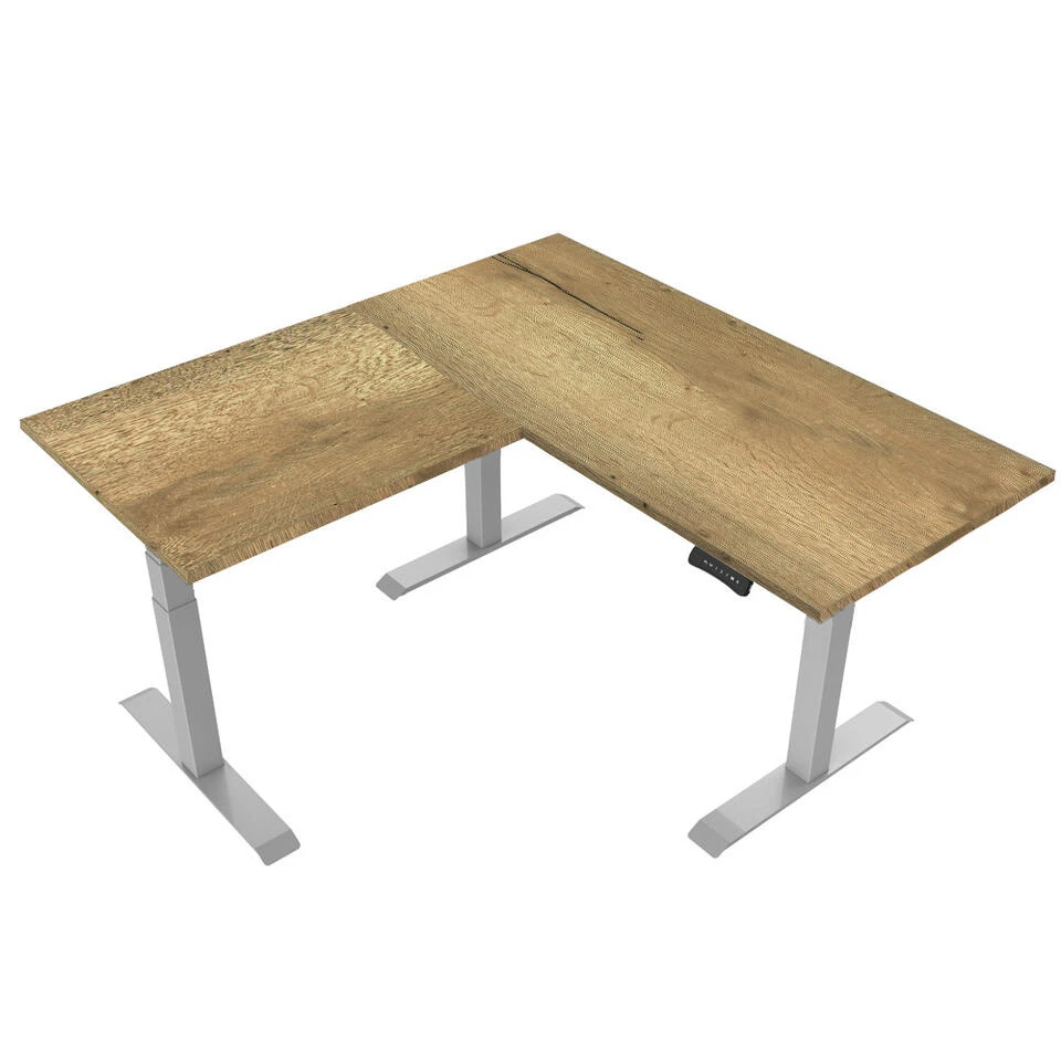 Elektrisch Verstelbaar Bureau Natuur Eik - Hoek Zit-sta Frame Grijs 3 Elektrisch Verstelbaar Bureau Natuur Eik - Hoek Zit-sta Frame Grijs