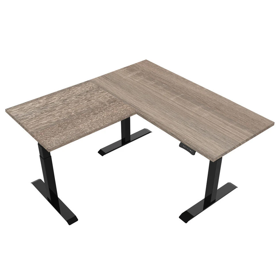 Elektrisch Verstelbaar Bureau Robson Eik - Hoek Zit-sta Frame Zwart 3 Elektrisch Verstelbaar Bureau Robson Eik - Hoek Zit-sta Frame Zwart