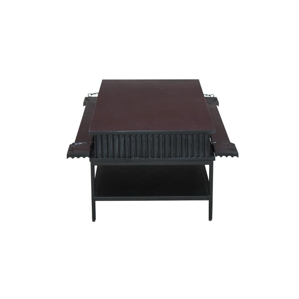 Salontafel Met Opbergruimte Jonas Mangohout 120x60 Cm Zwart 120x120x45 Cm 6 Salontafel Met Opbergruimte Jonas Mangohout 120x60 Cm Zwart 120x120x45 Cm - Afbeelding 4