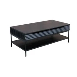 Salontafel Met Opbergruimte Jonas Mangohout 120x60 Cm Zwart 120x120x45 Cm