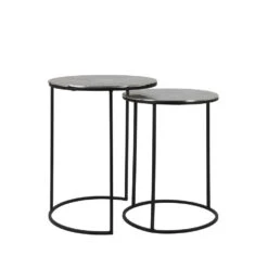 Bijzettafel Thizas - Nikkel/Zwart - Ø40+Ø35cm