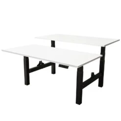 Elektrisch Verstelbaar Duo Bureau - 180x80 Cm - Two Dual Motor - Zwart / Wit