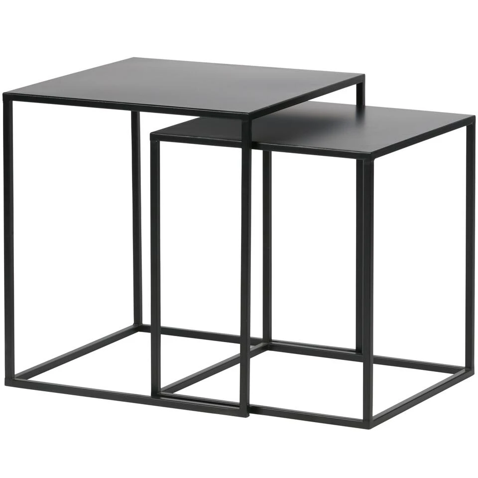 WOOOD Ziva Bijzettafels - Metaal - Zwart - Set Van 2 3 WOOOD Ziva Bijzettafels - Metaal - Zwart - Set Van 2