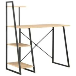 VidaXL Bureau Met Schappen 102x50x117 Cm Zwart En Eikenkleurig